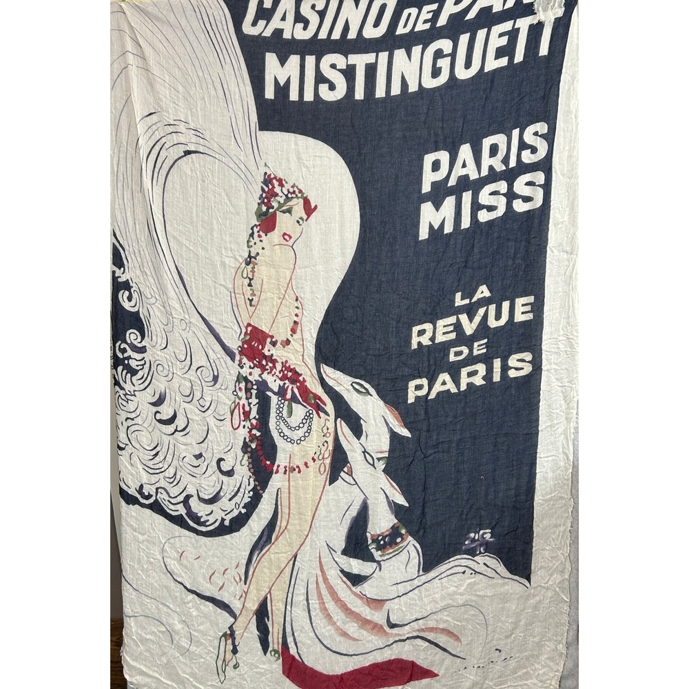 Blue Pacific Scarf Casino de‎ Paris Miss Mistinguett Showgirl Silk Cashmere Wrap